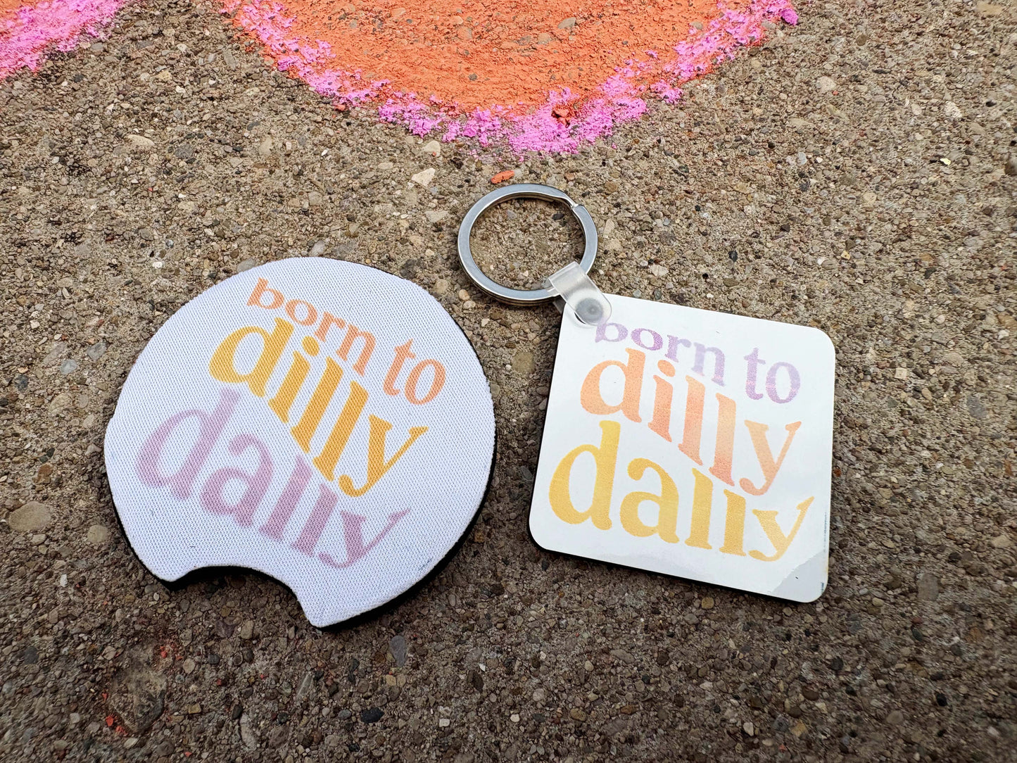 Matching Car Coaster & Keychain Set