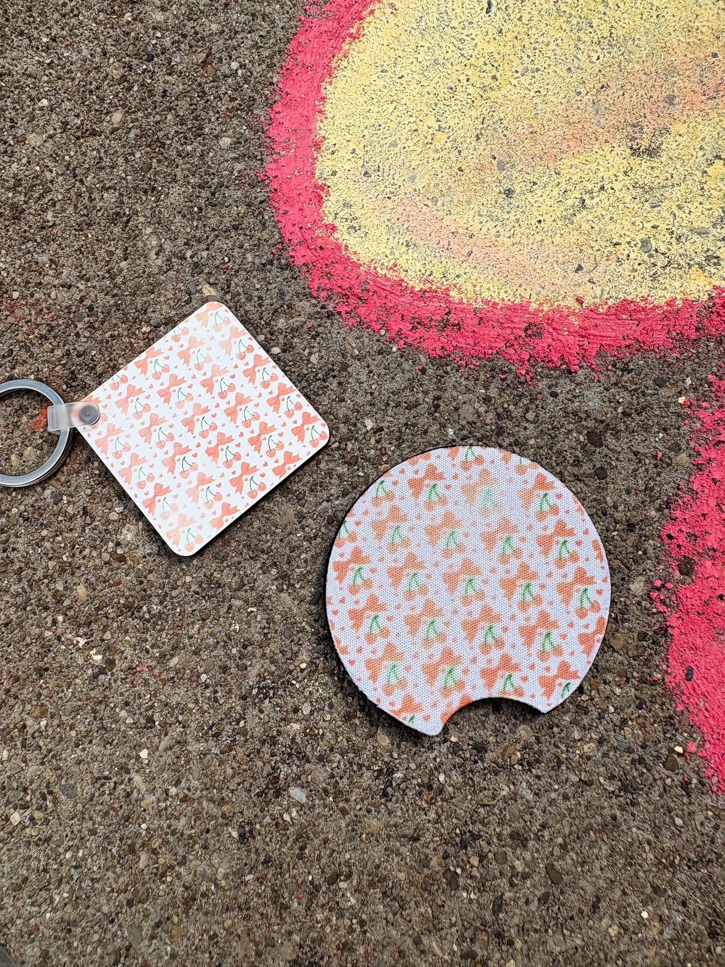 Matching Car Coaster & Keychain Set