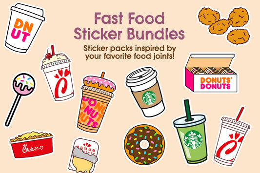 Fast Food Sticker Packs | Coffee, Donuts, Chicken