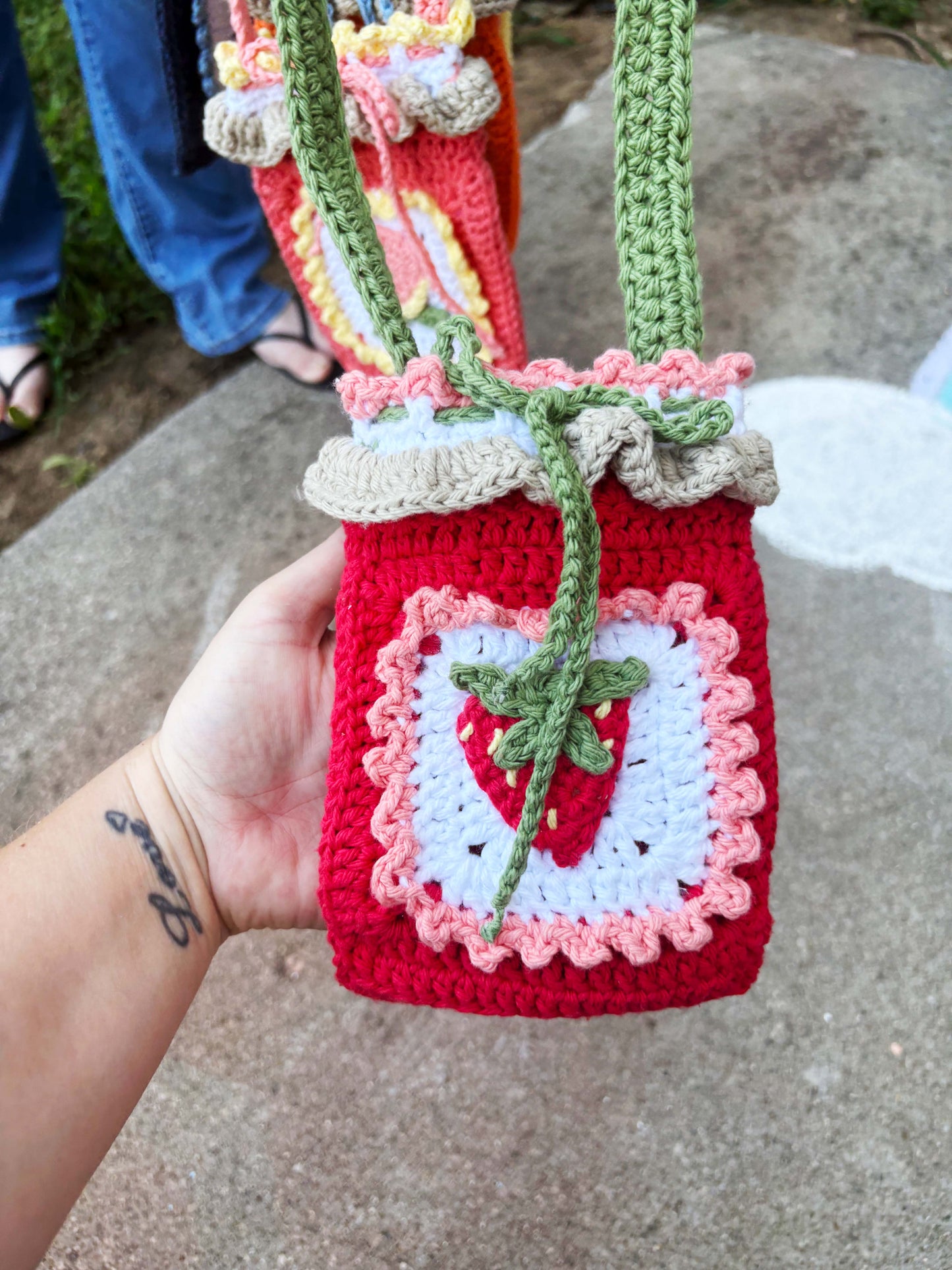 Fruit Jam Drawstring Bag | Handmade Crochet Bag