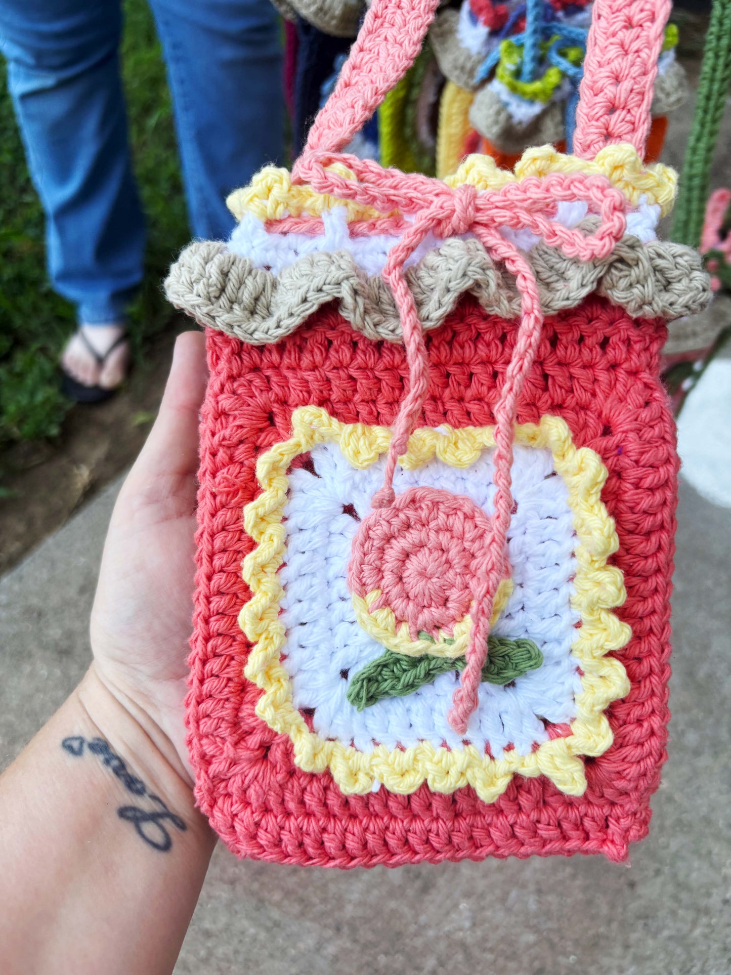 Fruit Jam Drawstring Bag | Handmade Crochet Bag