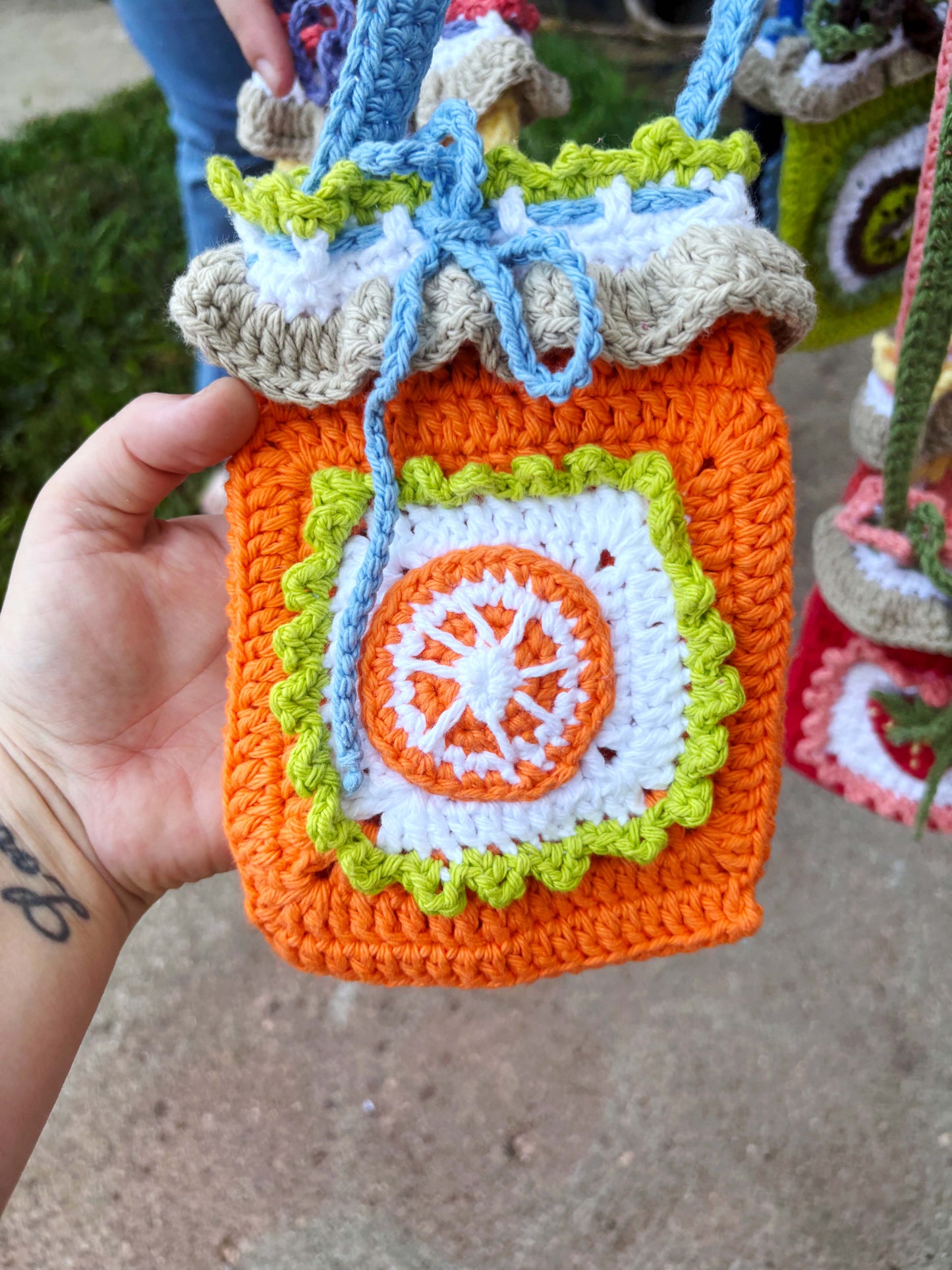 Fruit Jam Drawstring Bag | Handmade Crochet Bag