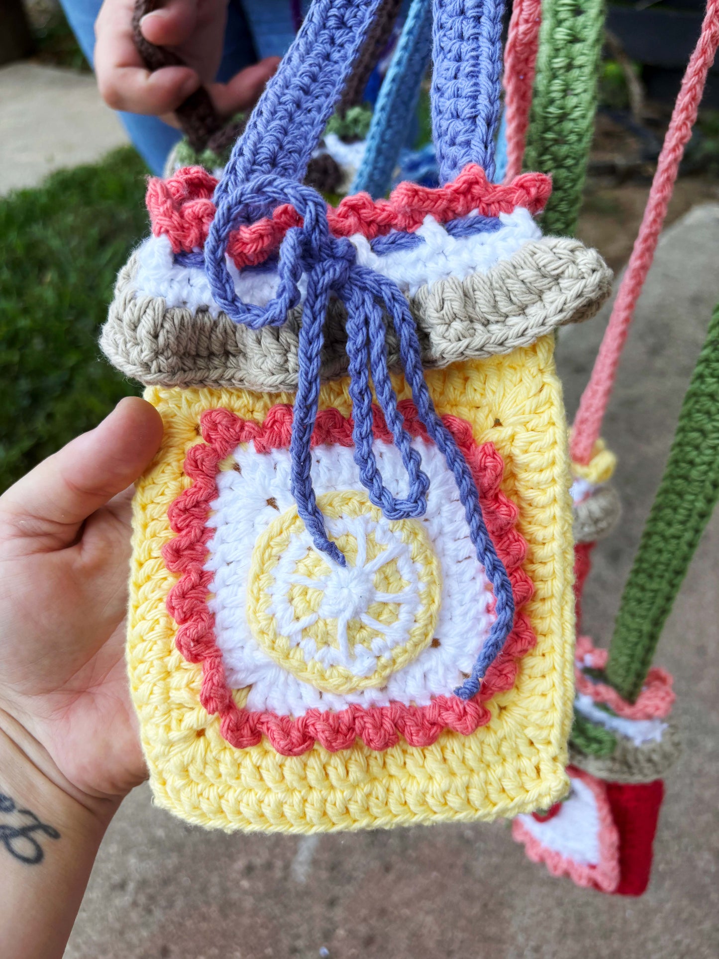 Fruit Jam Drawstring Bag | Handmade Crochet Bag