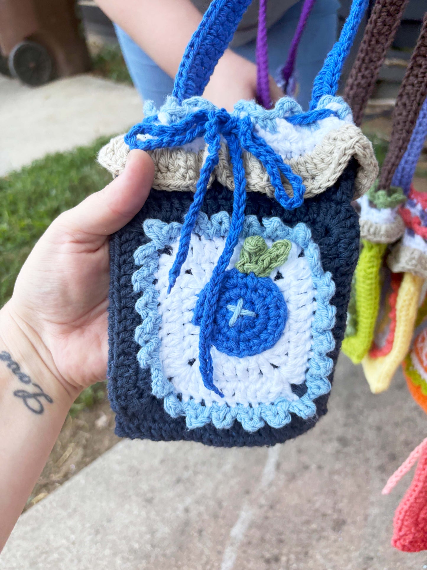 Fruit Jam Drawstring Bag | Handmade Crochet Bag