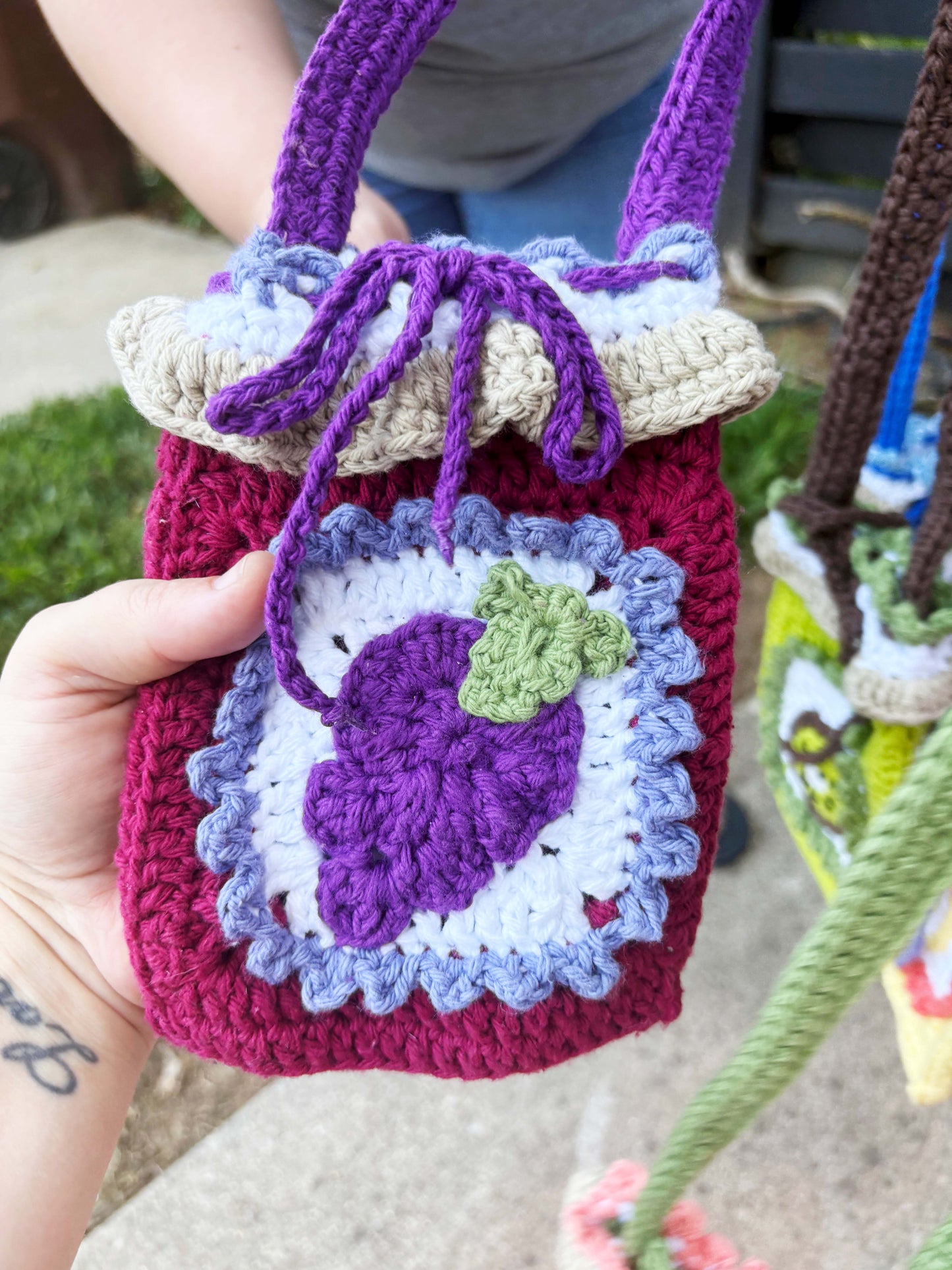 Fruit Jam Drawstring Bag | Handmade Crochet Bag